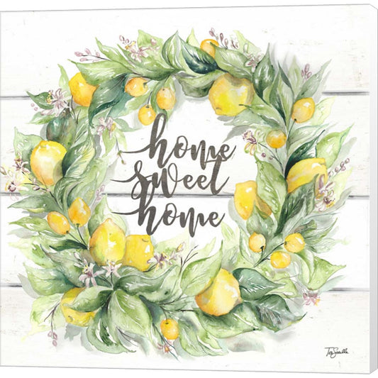 Watercolor Lemon Wreath Home Sweet Home by Tre Sorelle Studios, Canvas Art