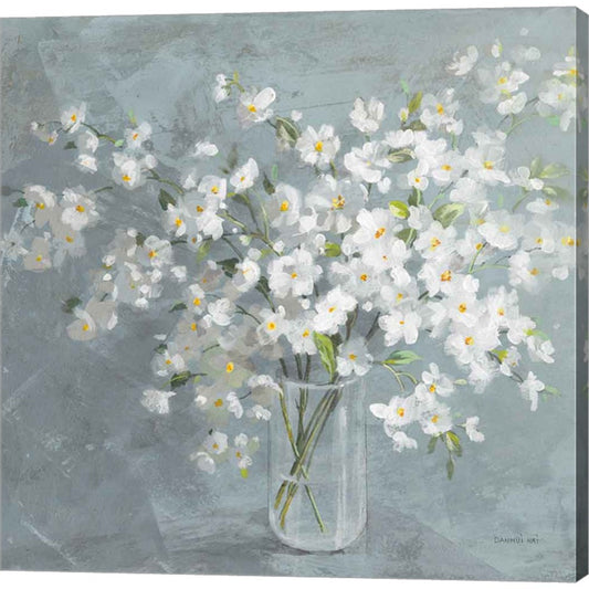 Fresh White Bouquet Gray Crop by Danhui Nai, Canvas Art