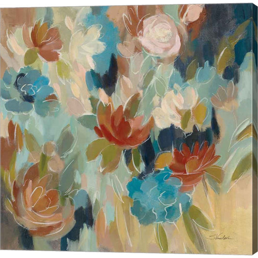 Blue and Sienna Floral by Silvia Vassileva, Canvas Art