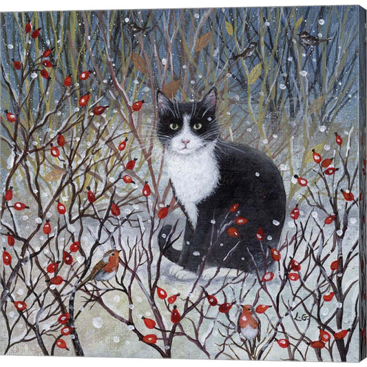 Cat and Berries by Lucy Grossmith, Canvas Art