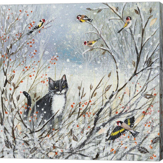 Cat and Goldfinches by Lucy Grossmith, Canvas Art