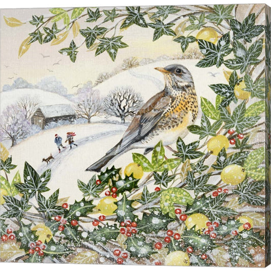 Fieldfare and Barn by Lucy Grossmith, Canvas Art