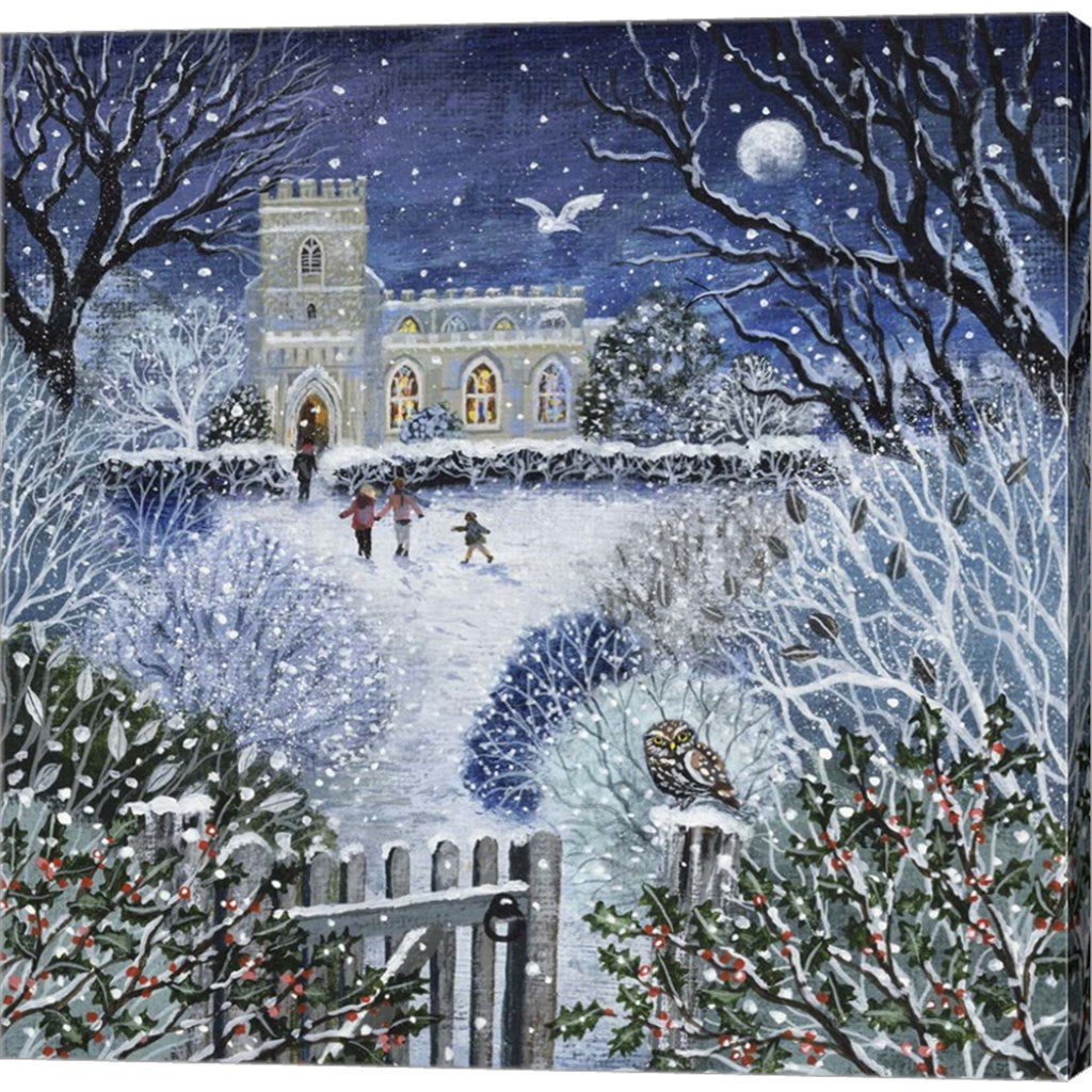 Winter Church and Little Owl by Lucy Grossmith, Canvas Art