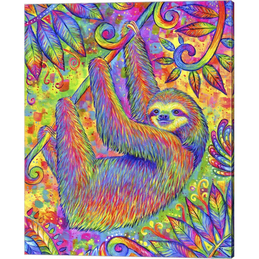 Hanging Around Psychedelic Sloth by Rebecca Wang Art, Canvas Art