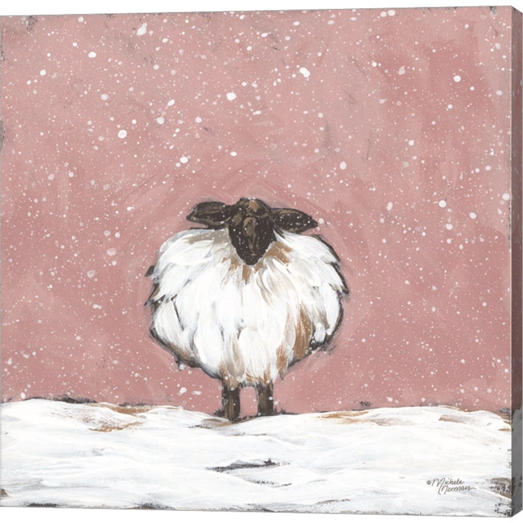 Pastel Pink Winter Sheep by Michele Norman, Canvas Art