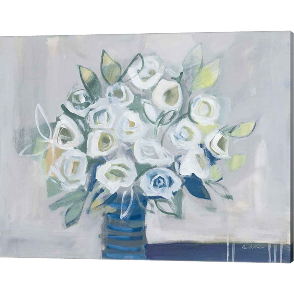 White Roses on Gray by Pamela Munger, Canvas Art