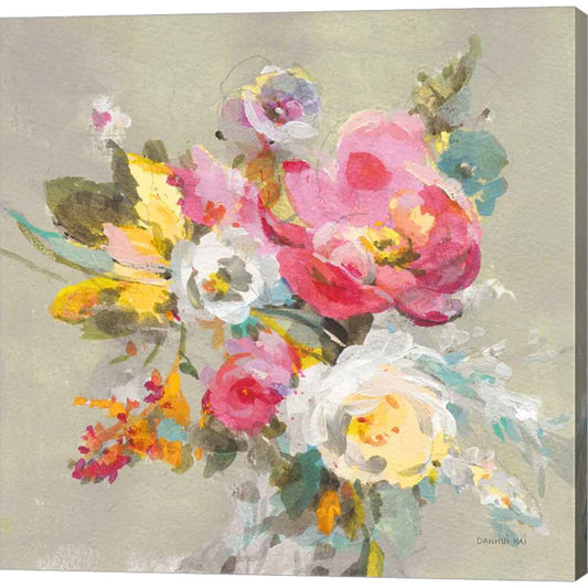 Windblown Blooms II Yellow Gray by Danhui Nai, Canvas Art