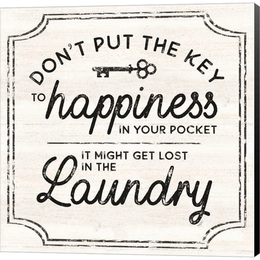 Laundry Art II-Key to Happiness by Tara Reed, Canvas Art