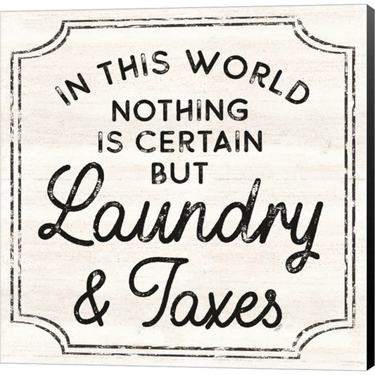 Laundry Art III-Laundry & Taxes by Tara Reed, Canvas Art