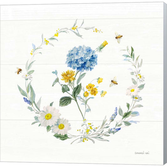 Bees and Blooms Flowers III with Wreath by Danhui Nai, Canvas Art