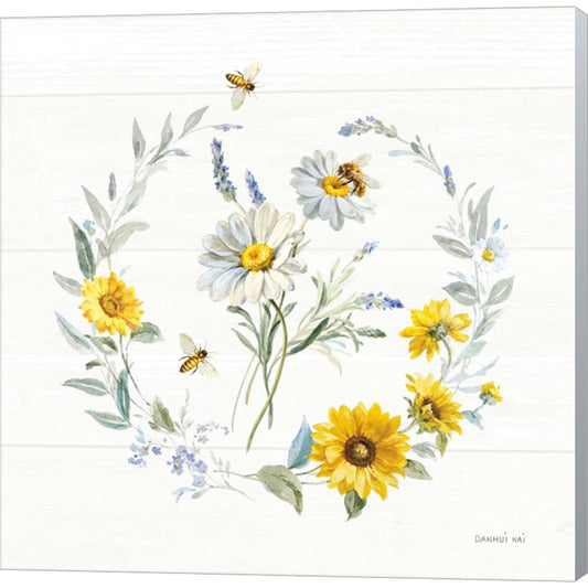 Bees and Blooms Flowers II with Wreath by Danhui Nai, Canvas Art