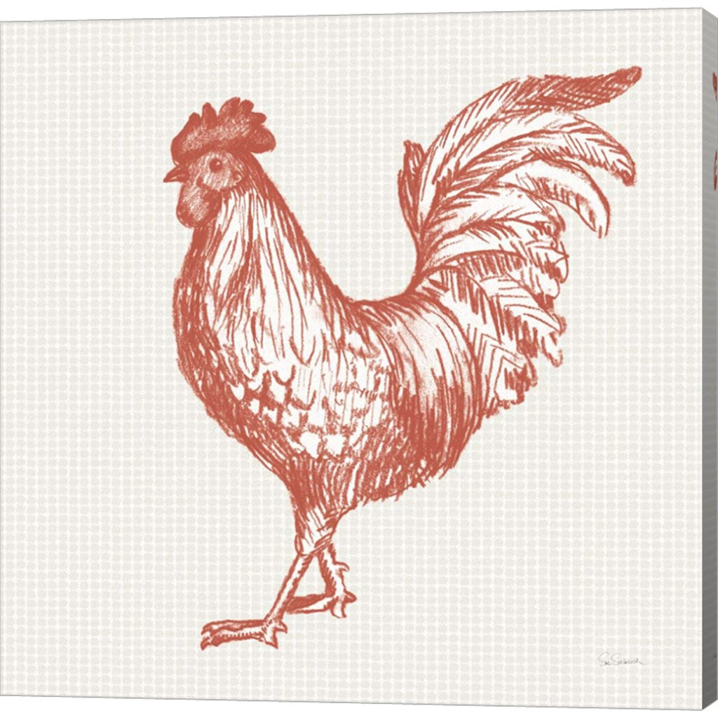 Cottage Rooster IV Red by Sue Schlabach, Canvas Art