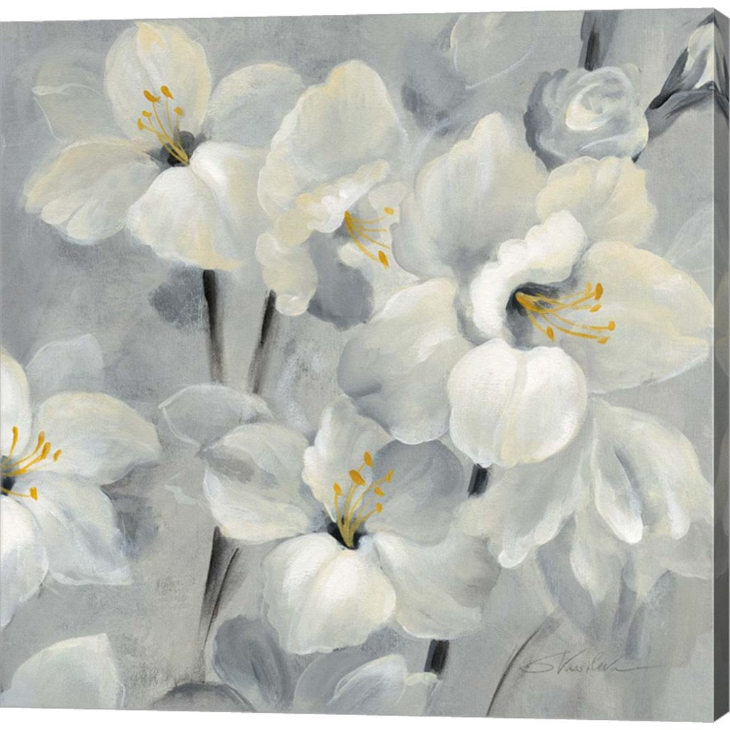 Flowers on Gray II by Silvia Vassileva, Canvas Art