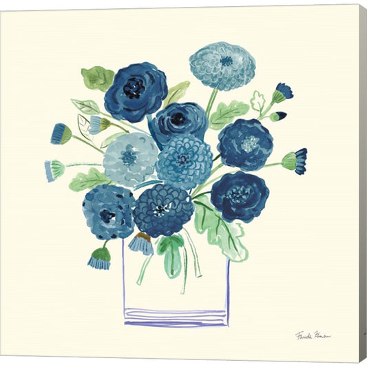 Blue Mums by Farida Zaman, Canvas Art