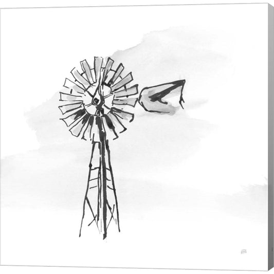 Windmill V BW by Chris Paschke, Canvas Art