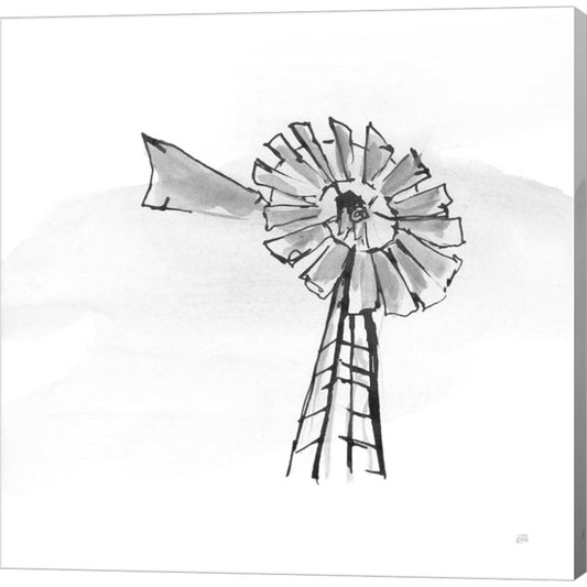 Windmill VII BW by Chris Paschke, Canvas Art