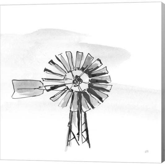 Windmill VI BW by Chris Paschke, Canvas Art