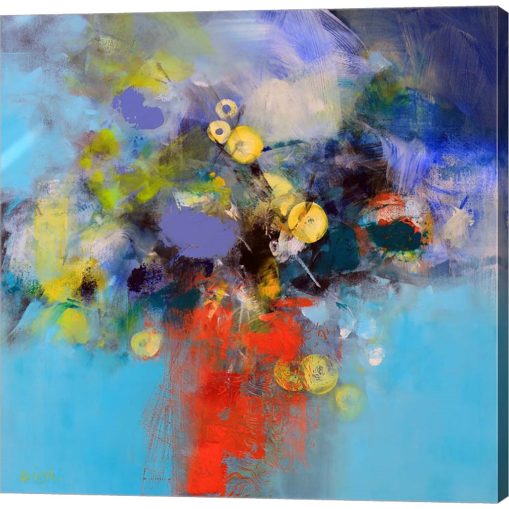 Blue and Yellow Flowers by Marianne Quinzin, Canvas Art