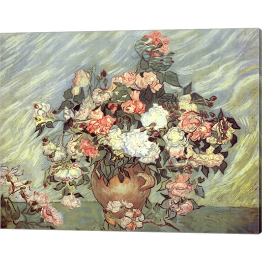 Pink and White Roses by Vincent Van Gogh, Canvas Art