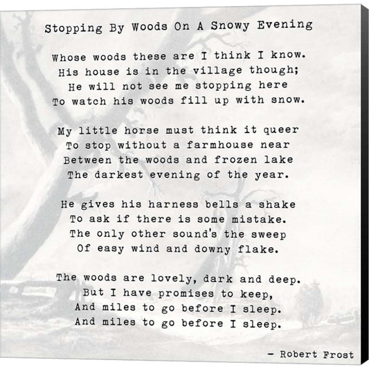 Stopping By Woods On A Snowy Evening - Robert Frost by Unknown, Canvas Art