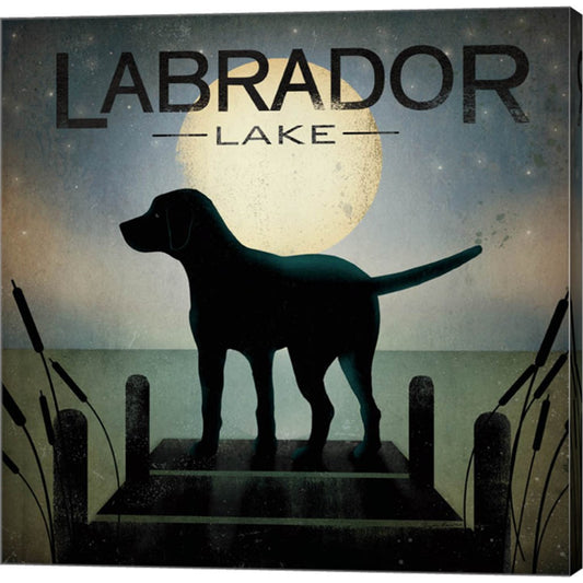 Moonrise Black Dog - Labrador Lake by Ryan Fowler, Canvas Art