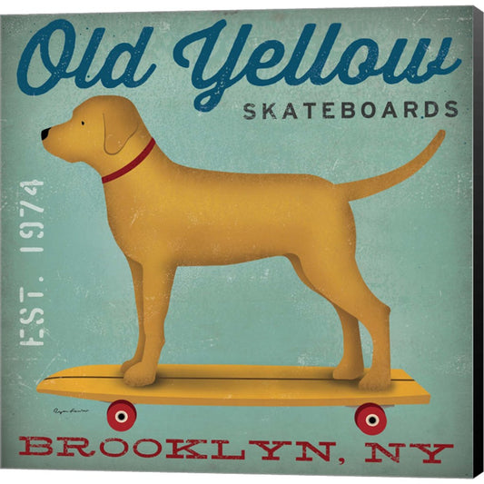 Golden Dog on Skateboard by Ryan Fowler, Canvas Art