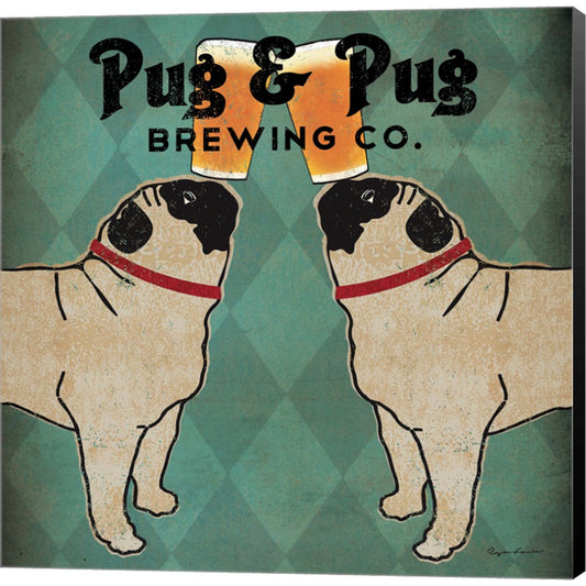 Pug and Pug Brewing Square by Ryan Fowler, Canvas Art