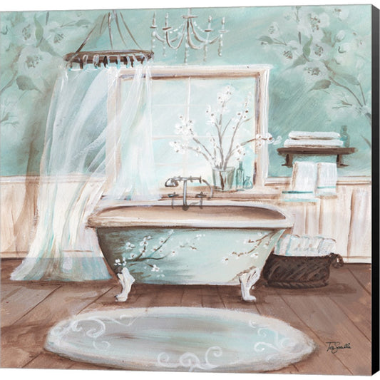 Aqua Blossom Bath II by Tre Sorelle Studios, Canvas Art