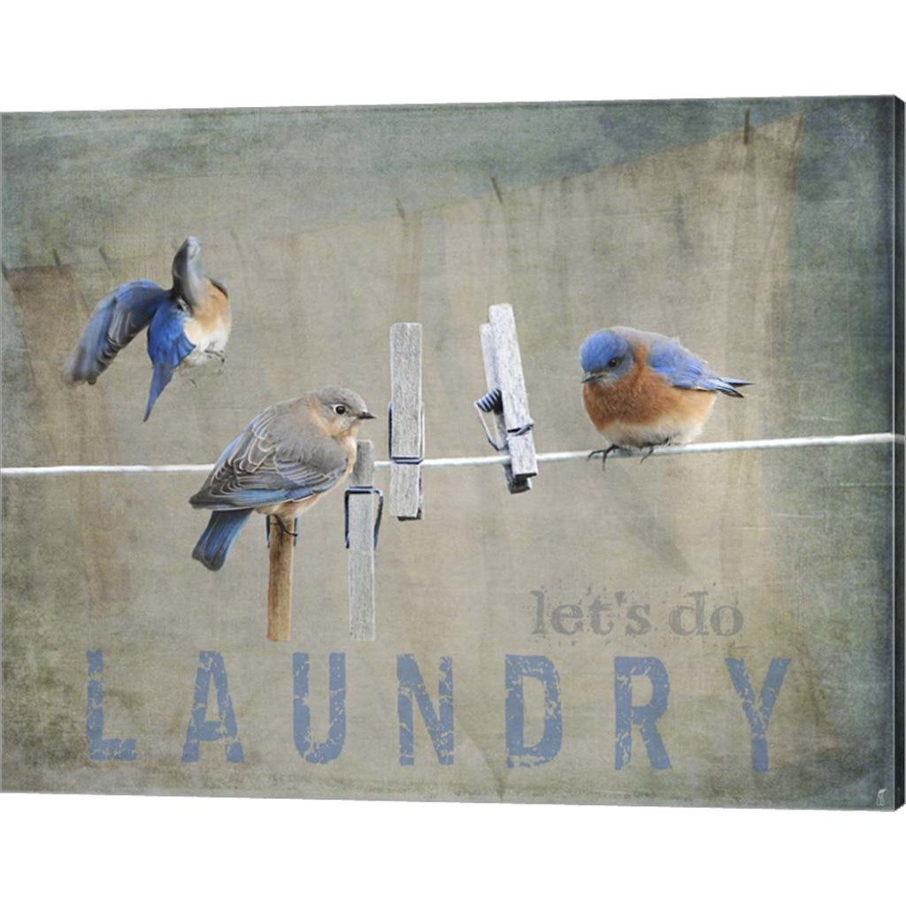 Laundry Day Bluebirds by Jai Johnson, Canvas Art