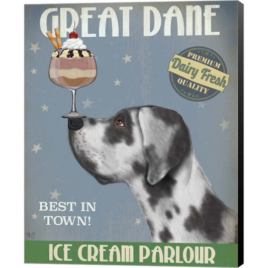 Great Dane, Harlequin, Ice Cream by Fab Funky, Canvas Art