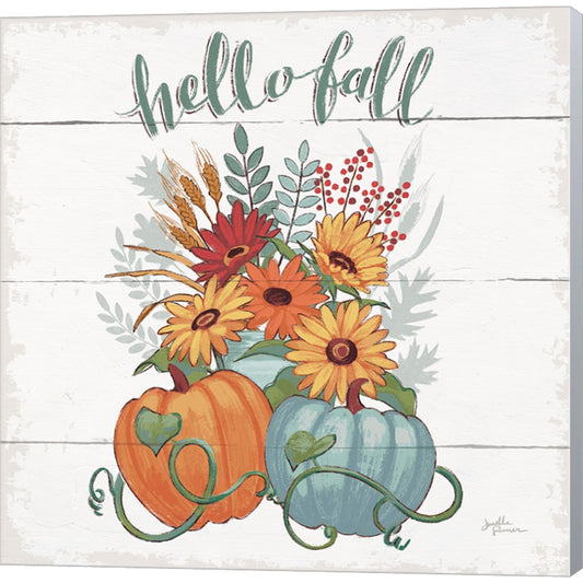 Fall Fun II - Gray and Blue Pumpkin by Janelle Penner, Canvas Art