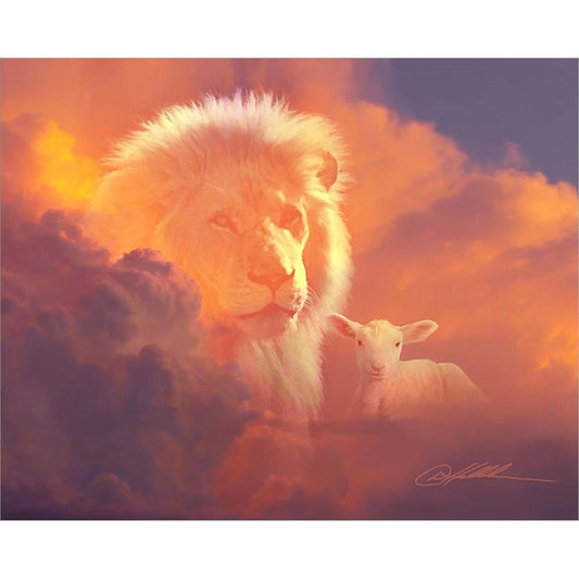 Lion And Lamb by Danny Hahlbohm, Laminated Print