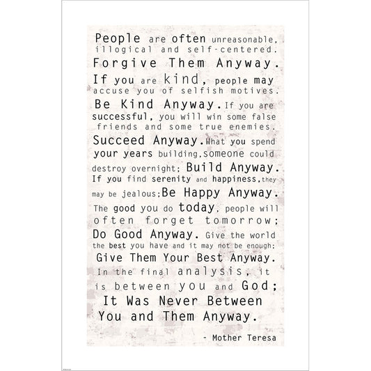 Mother Teresa Quote by Veruca Salt, Unframed Print