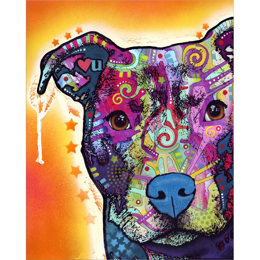 Heart U Pit Bull by Dean Russo, Unframed Print