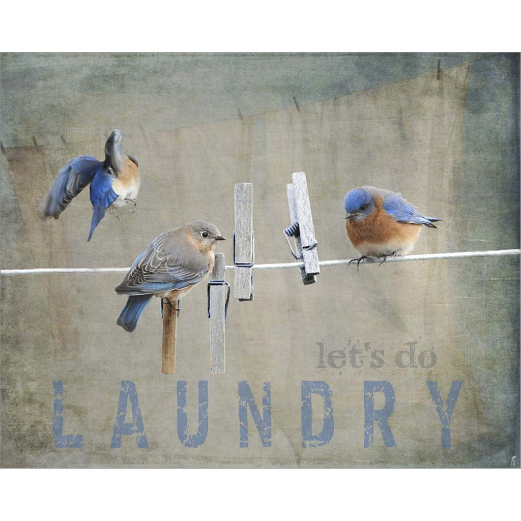 Laundry Day Bluebirds by Jai Johnson, Unframed Print