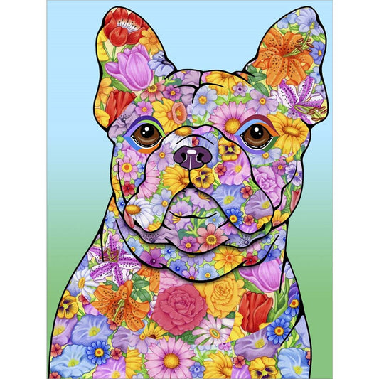 Flowers French Bulldog by Tomoyo Pitcher, Unframed Print