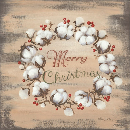 Cotton Wreath Holiday by Pam Britton, Unframed Print