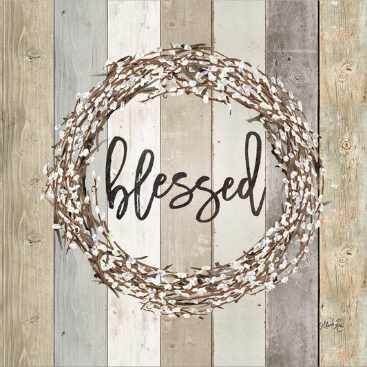 Blessed Pussy Willow Wreath by Marla Rae, Unframed Print