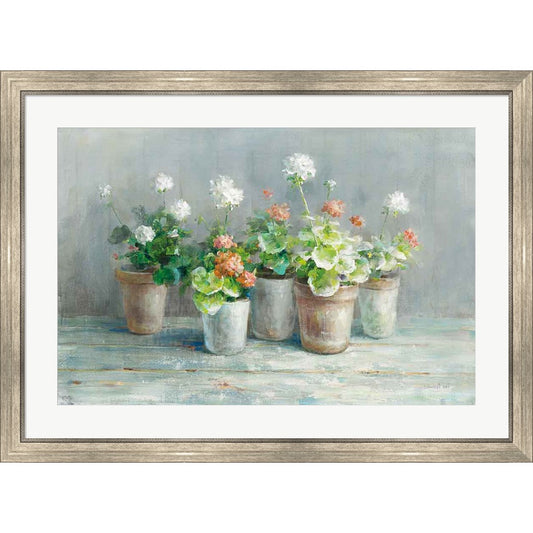 Farmhouse Geraniums by Danhui Nai, Framed Art