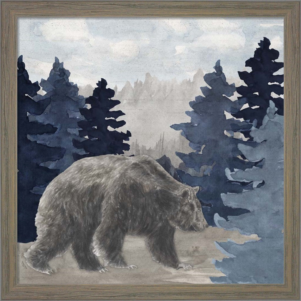 Blue Cliff Mountains scene I-Bear by Tara Reed, Framed Art