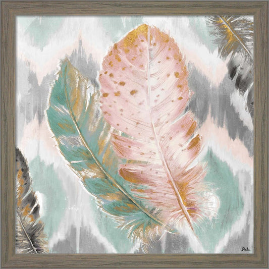 Ikat Feathers II by Patricia Pinto, Framed Art