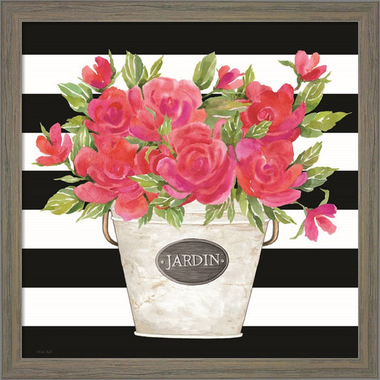 Fuchsia Jardin Stripes by Cindy Jacobs, Framed Art