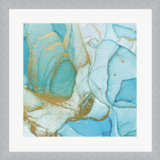 Gold Sand and Ocean by Seven Trees Design, Framed Art