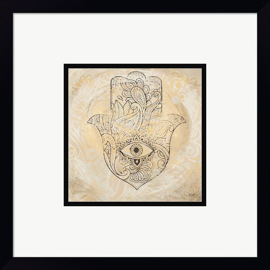 Hamsa Eye Neutral by Kellie Day, Framed Art