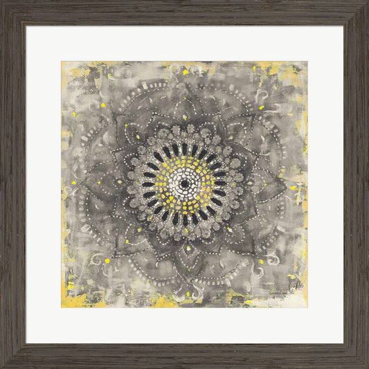 Gray Concentric Mandala by Danhui Nai, Framed Art