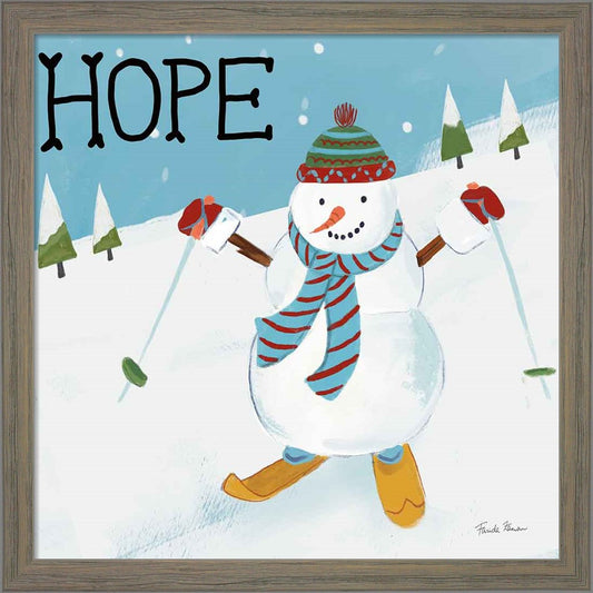 Snowman Snowday V by Farida Zaman, Framed Art