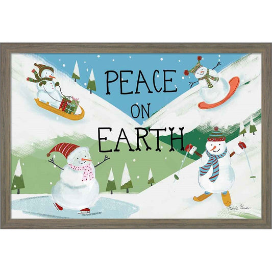 Snowman Snowday I by Farida Zaman, Framed Art