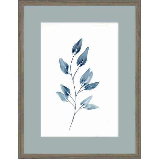 Farmhouse Leaves blue II by Marcy Chapman, Framed Art