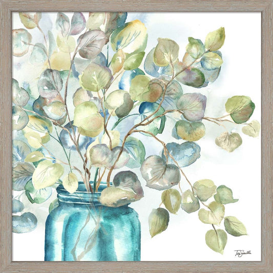 Eucalyptus in Mason Jar II by Tre Sorelle Studios, Framed Art