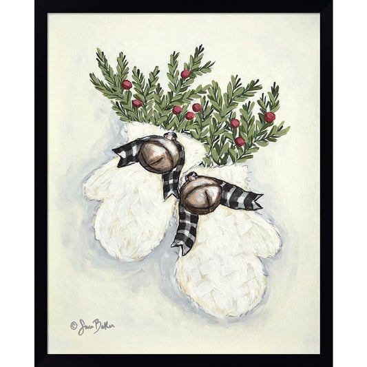 Jingle Bell Mittens by Sara Baker, Framed Art